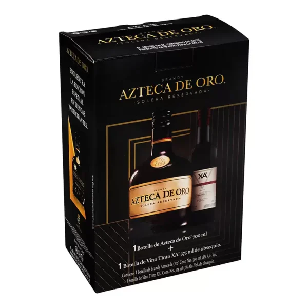 BRANDY Azteca De Oro 700 ml. + Vino Tinto X.A. 375 ml